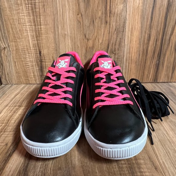 Puma Easter Basket Mens Skateboard Shoes Black Pink Rare Leather 345568 Size 12 - Picture 4 of 8